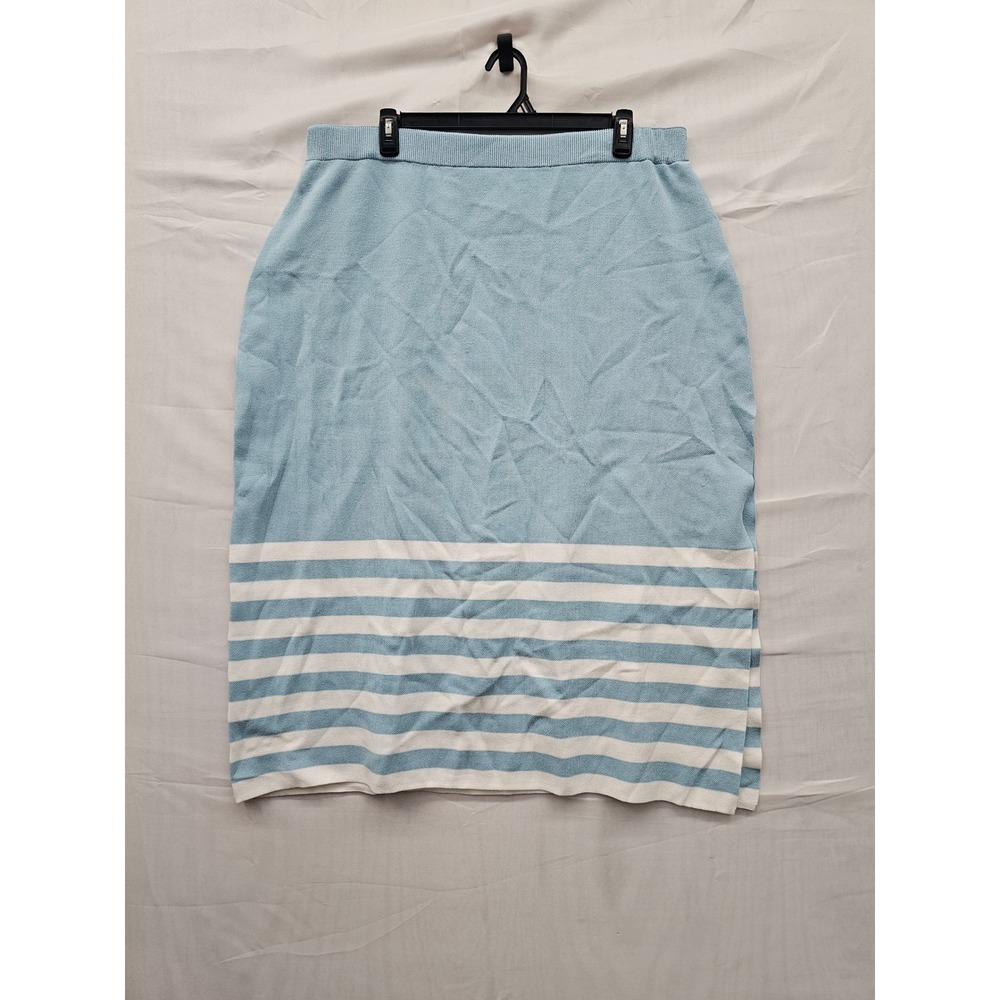 Edited by Remi Bader Womens‎ Striped Knit Midi Skirt Blue Cotton Blend Size 3X